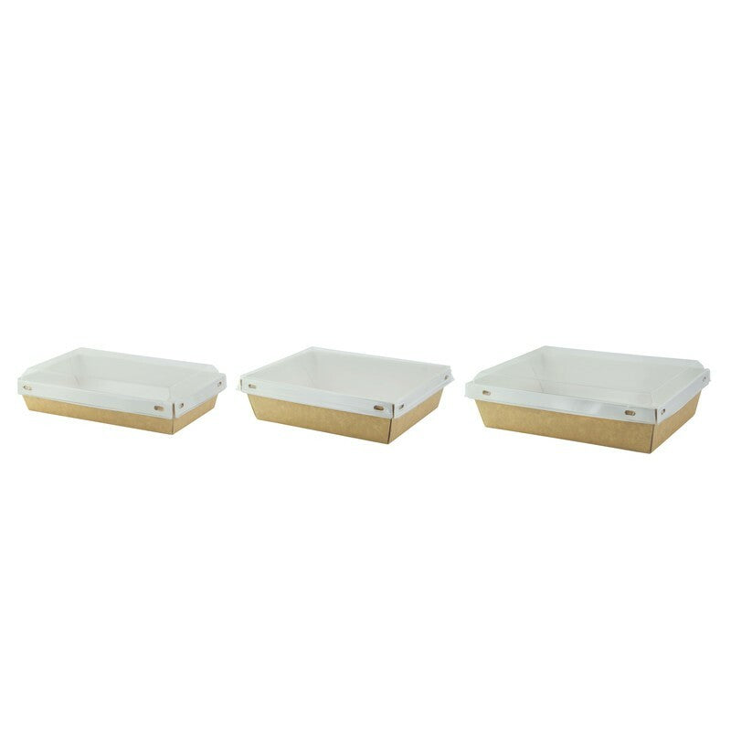 Laminated Kraft Box With Clear PET Lid - 16oz 6.7 X 4.3 X 1.4in 100 Pcs/Cs