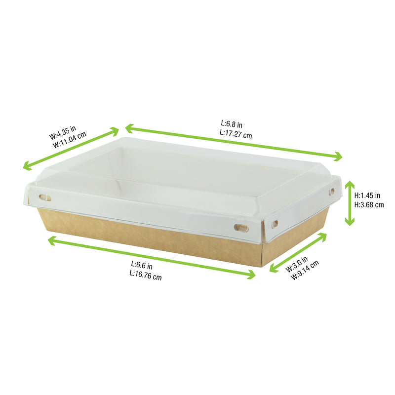 Laminated Kraft Box With Clear PET Lid - 16oz 6.7 X 4.3 X 1.4in 100 Pcs/Cs