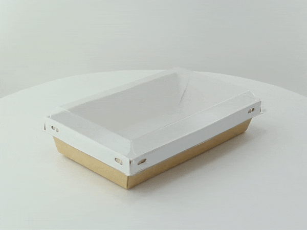 Laminated Kraft Box With Clear PET Lid - 16oz 6.7 X 4.3 X 1.4in 100 Pcs/Cs