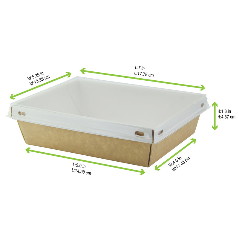 Laminated Kraft Box With Clear PET Lid - 24oz 6.7 X 5.1 X 1.8in 100 Pcs/Cs