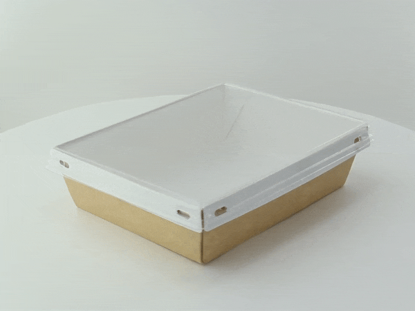 Laminated Kraft Box With Clear PET Lid - 24oz 6.7 X 5.1 X 1.8in 100 Pcs/Cs