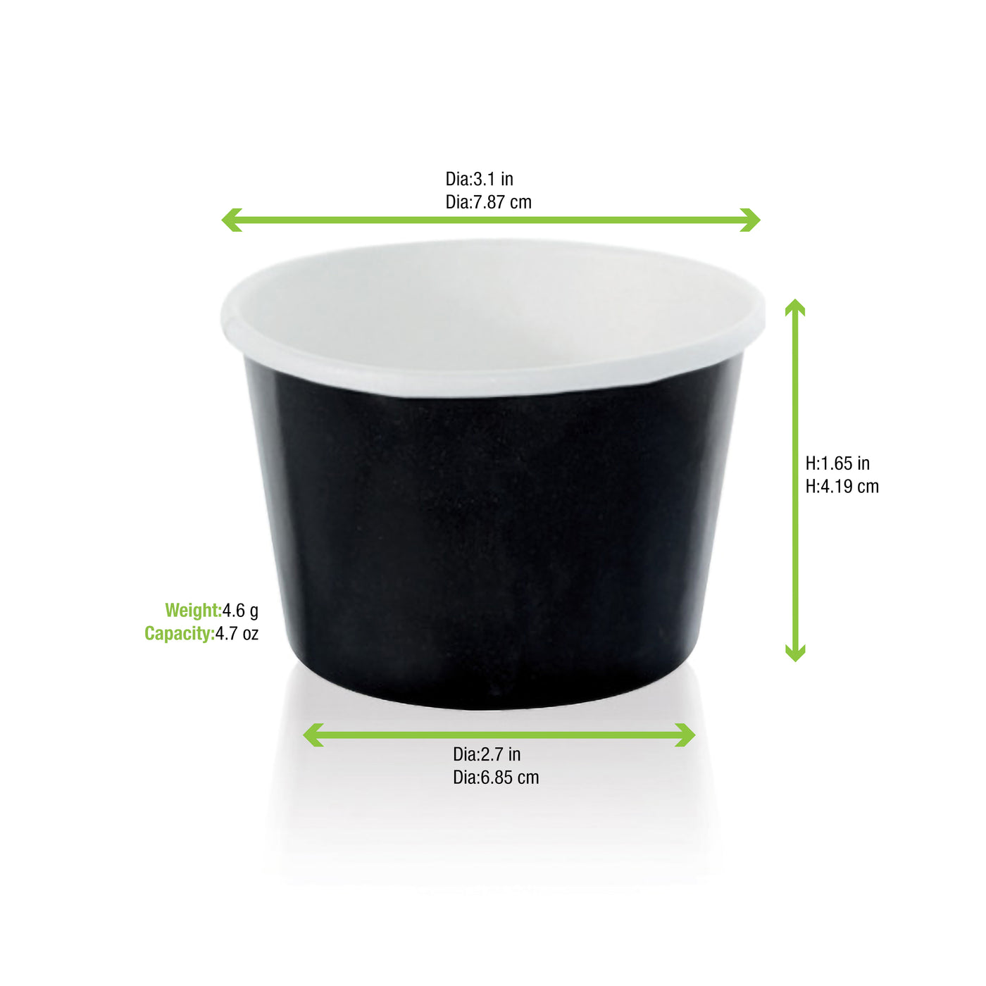 Black Paper Cup -5oz Dia:3.1in H:1.65in 1000 Pcs/Cs