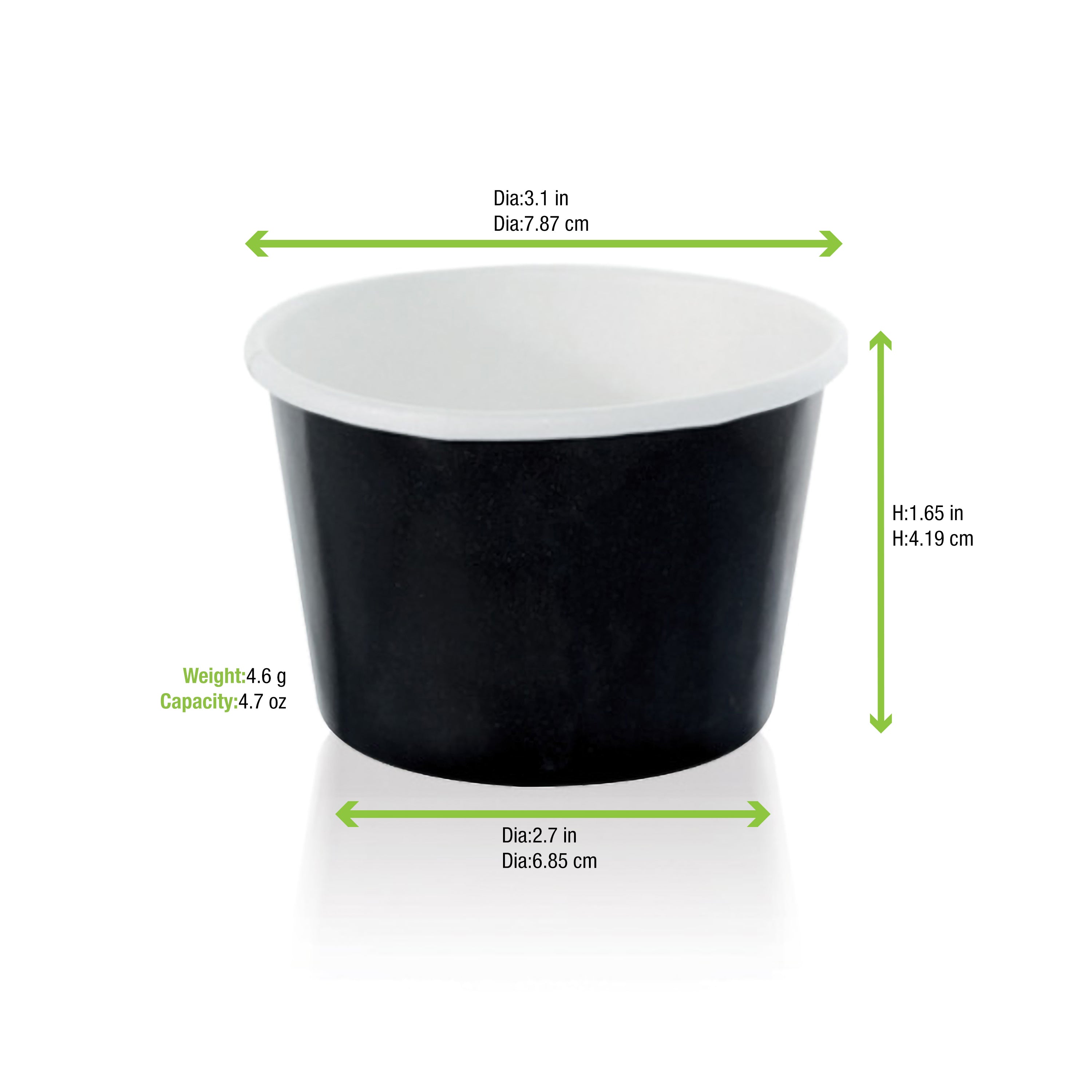 Black Paper Cup -5oz Dia:3.1in H:1.65in 1000 Pcs/Cs