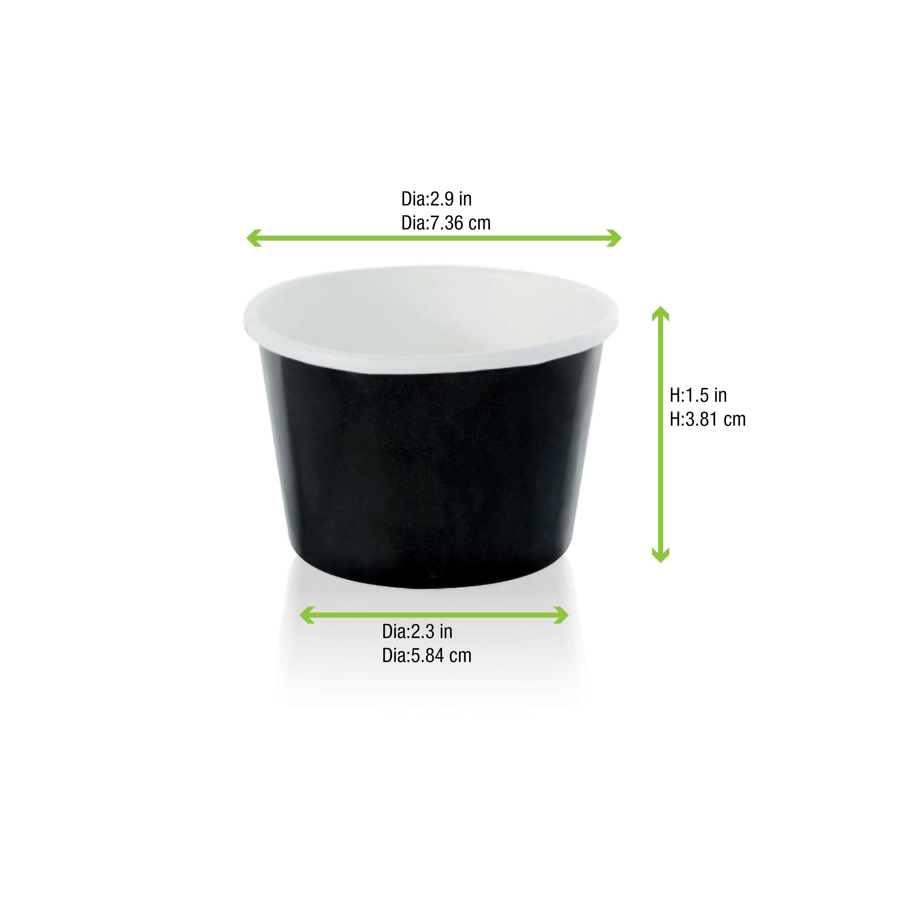Black Paper Cup -3oz Dia:2.9in H:1.5in 1000 Pcs/Cs