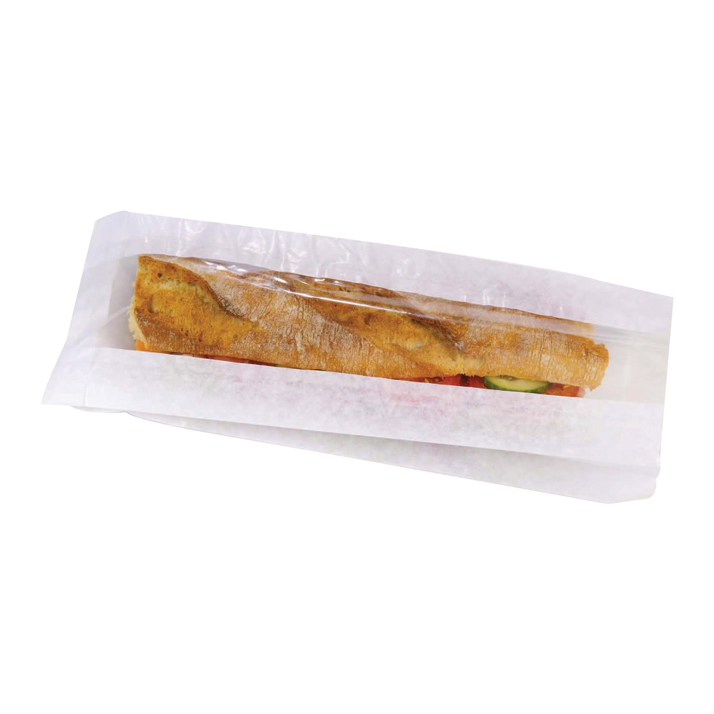 White Paper Sandwich Bag with Window (Case of 1000), PacknWood - Recyclable Sandwich Envelopes (14.7" x 4.65" x 1.6") 210SAND35F