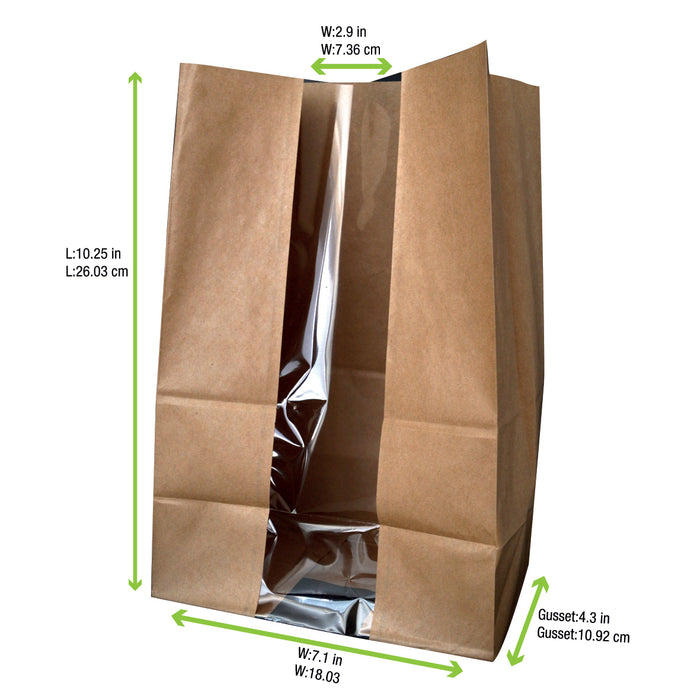 Long Brown Sos Bag With Window - L:7.1 X W:4.3 X H:10.25in 500 Pcs/Cs