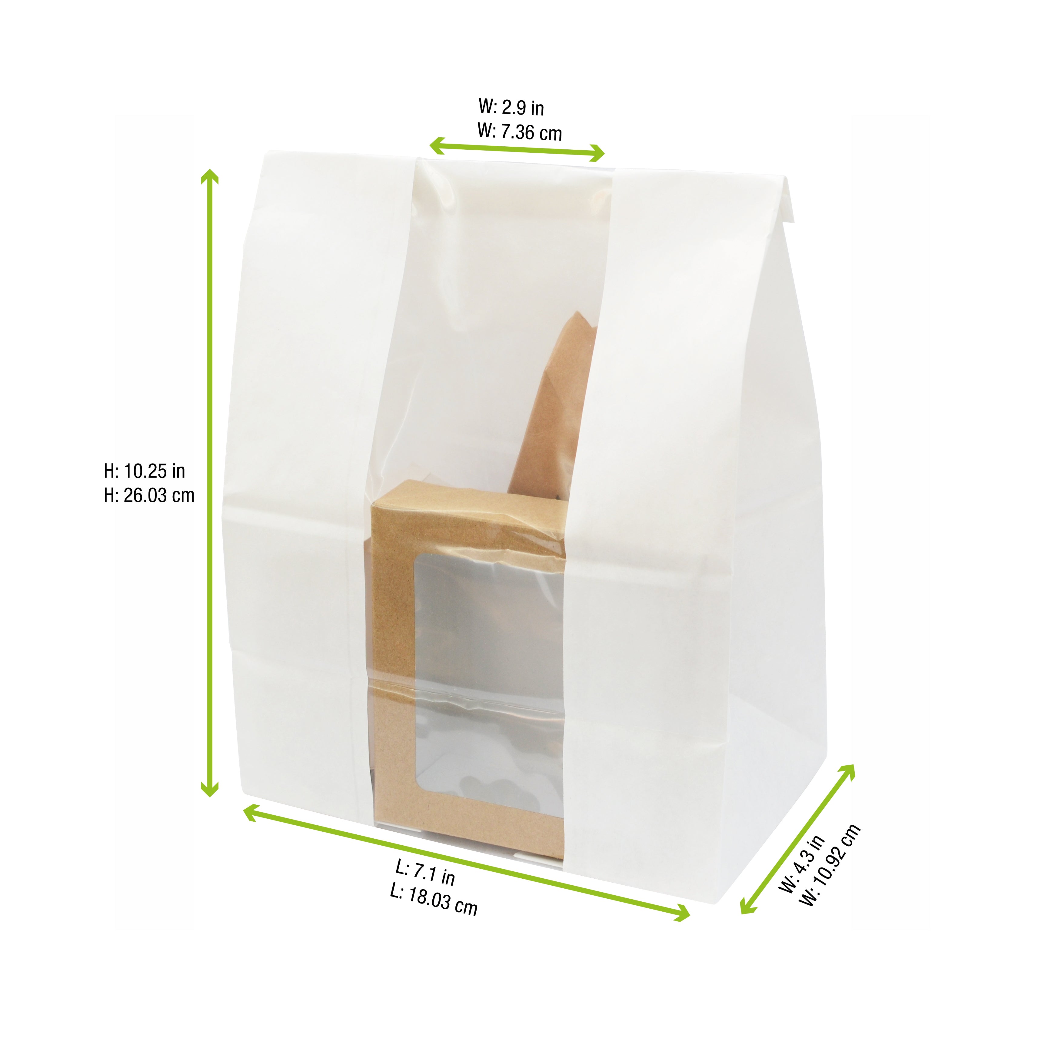 Long White Sos Bag With Window - L:7.1 X W:4.3 X H:10.25in 500 Pcs/Cs