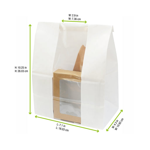 Long White Sos Bag With Window - L:7.1 X W:4.3 X H:10.25in 500 Pcs/Cs