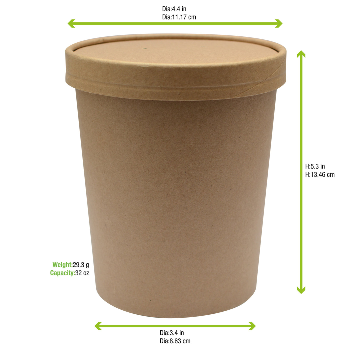 32 oz Brown Kraft Soup Cup with Kraft Lid Included – 250/Case