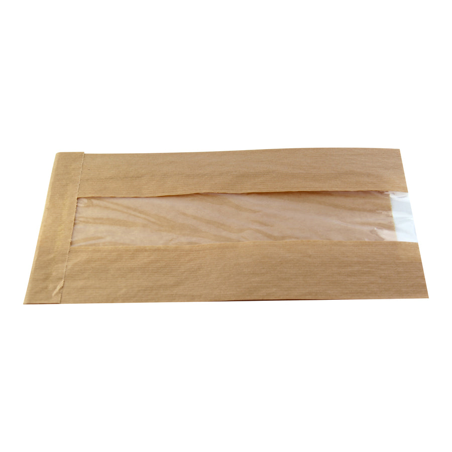 PackNWood 210SVIS2212 Brown Kraft Bag with Window - 8.85 x 4.7 x 1.6" - 1000 per case