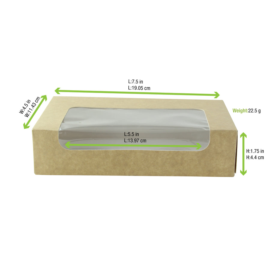 Kraft Laminated Window Box - L:7.5 X W:4.5 X H:1.75in 200 Pcs/Cs