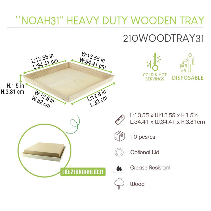 Packnwood 210WOODTRAY31 Heavy Duty Wooden Tray Pack of 10