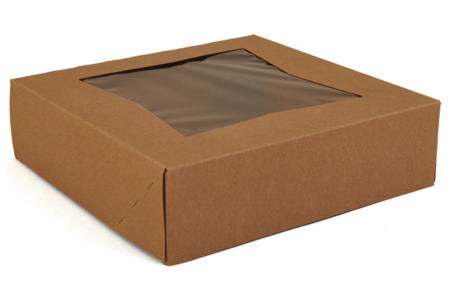Southern Champion Tray 24133K KRAFT Paperboard Window Bakery Box, 9" Length x 9" Width x 2-1/2" Height (Case of 200)