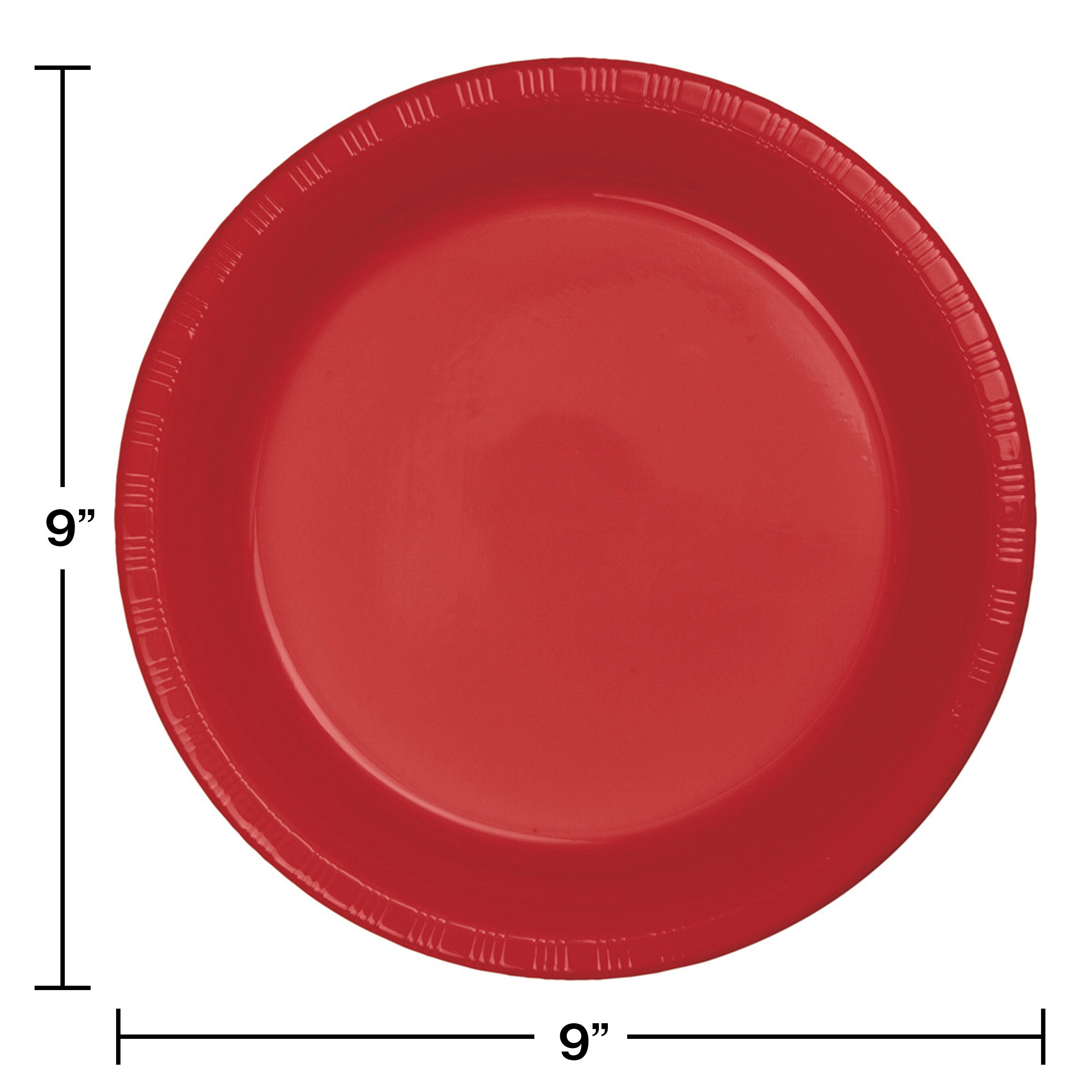 Creative Converting 9 Inch Classic Red Disposable Plastic Plate - 240 Plates/Case