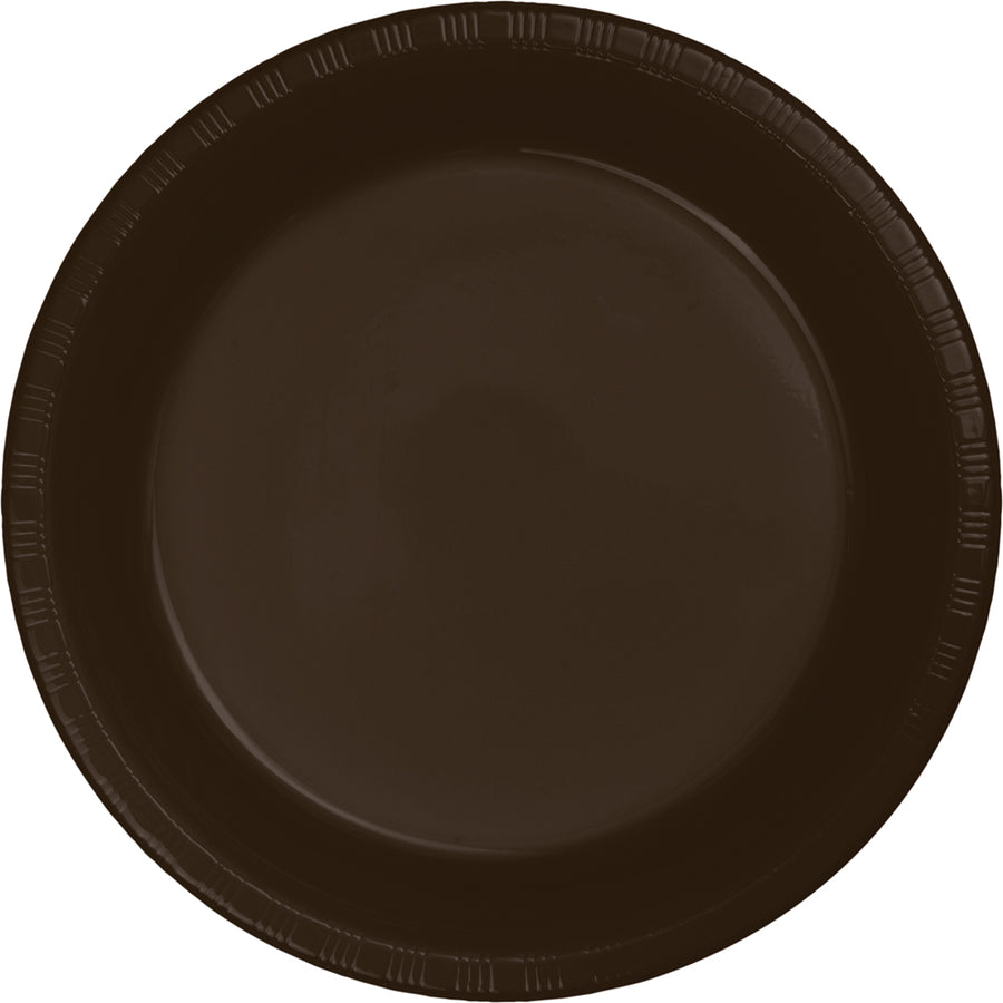 Creative Converting 7 Inch Chocolate Brown Disposable Plastic Plate - 240 Plates/Case