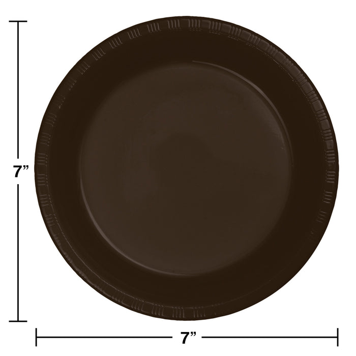 Creative Converting 7 Inch Chocolate Brown Disposable Plastic Plate - 240 Plates/Case