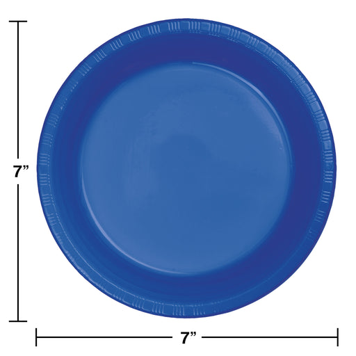 Creative Converting 7 Inch Cobalt Disposable Plastic Plate - 240 Plates/Case