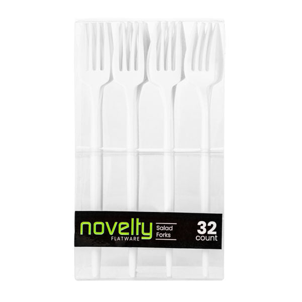 Novelty Modern Flatware, Disposable Plastic Cutlery, Salad Forks Luxury White (384 FORKS)