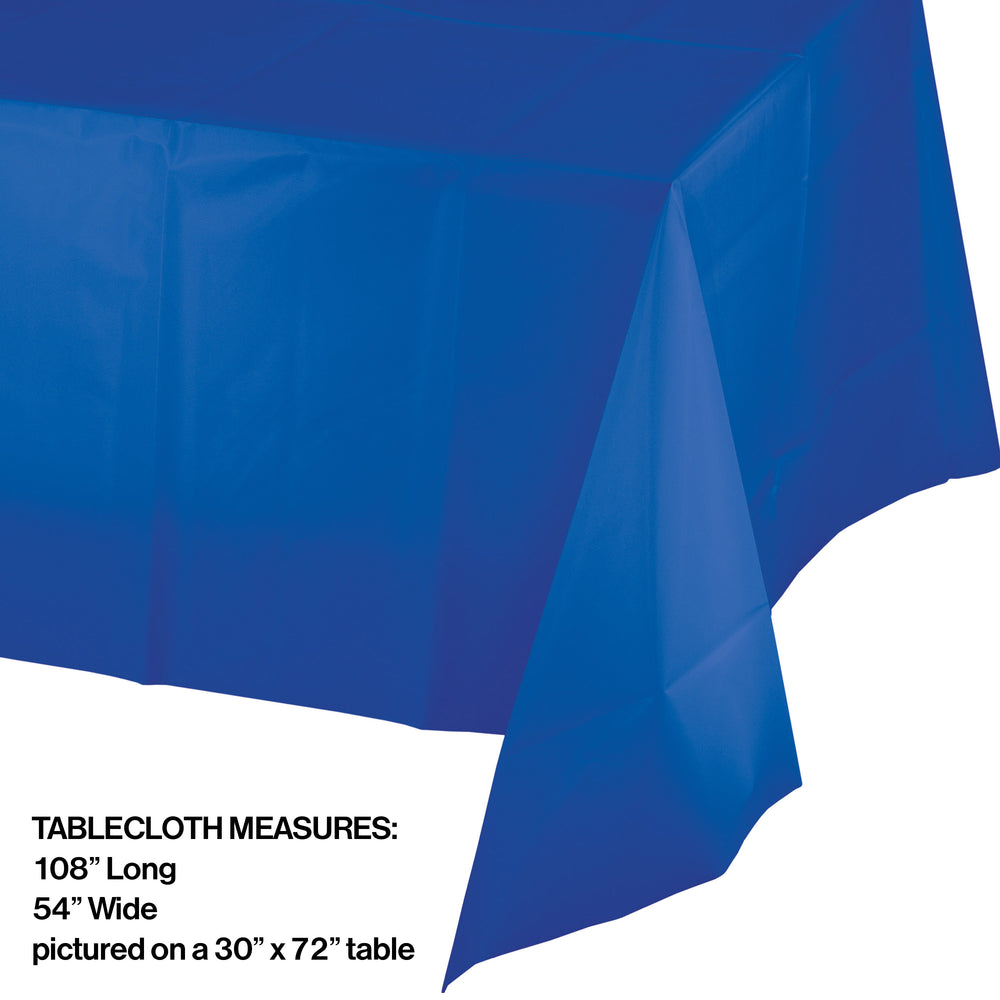 Creative Converting 54 X 108 Cobalt Rectangular Disposable Plastic Table Cover - 12/Case