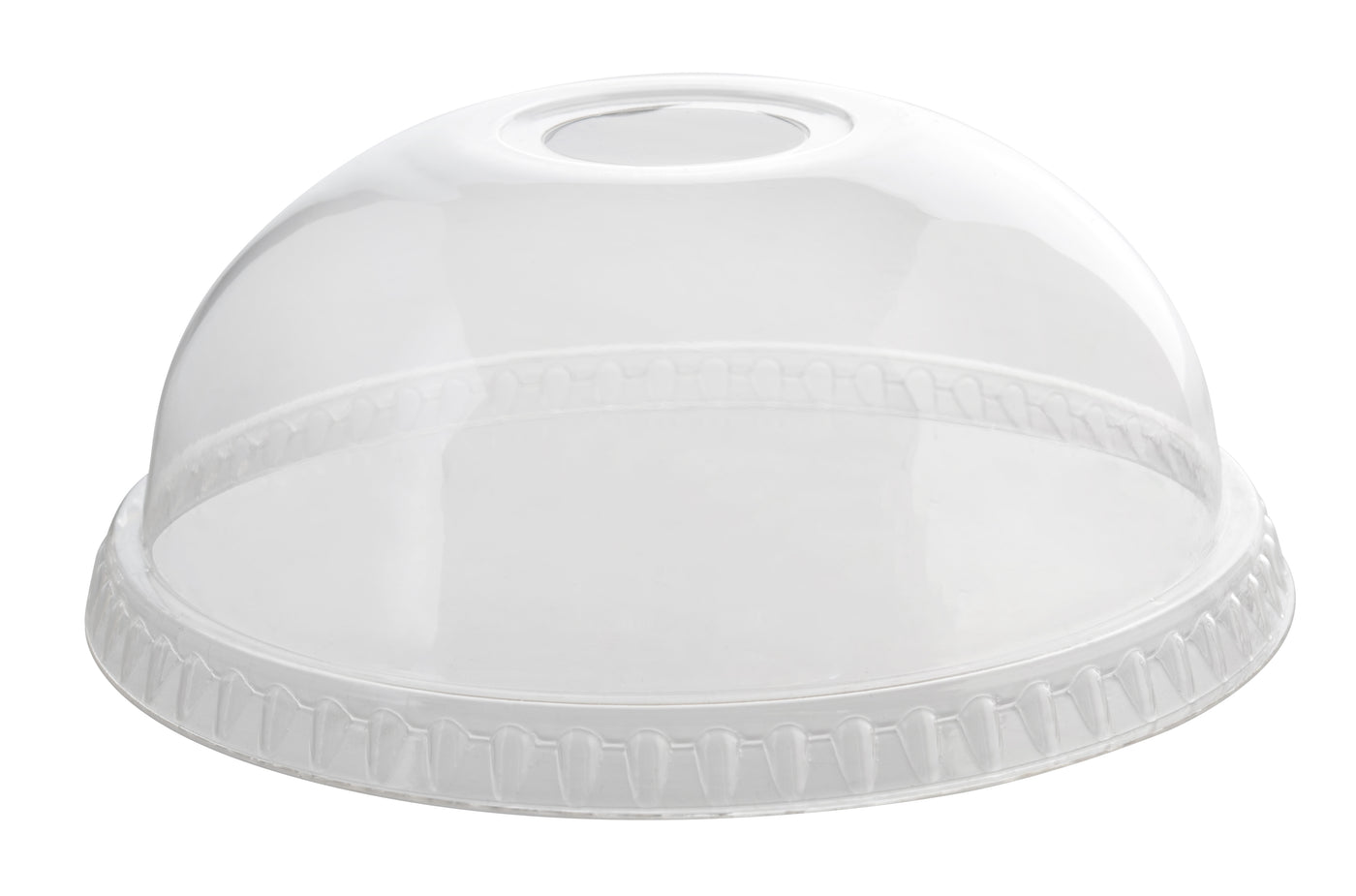 115MM PETE Dome Lid w/Hole - Paper Supplies Plus