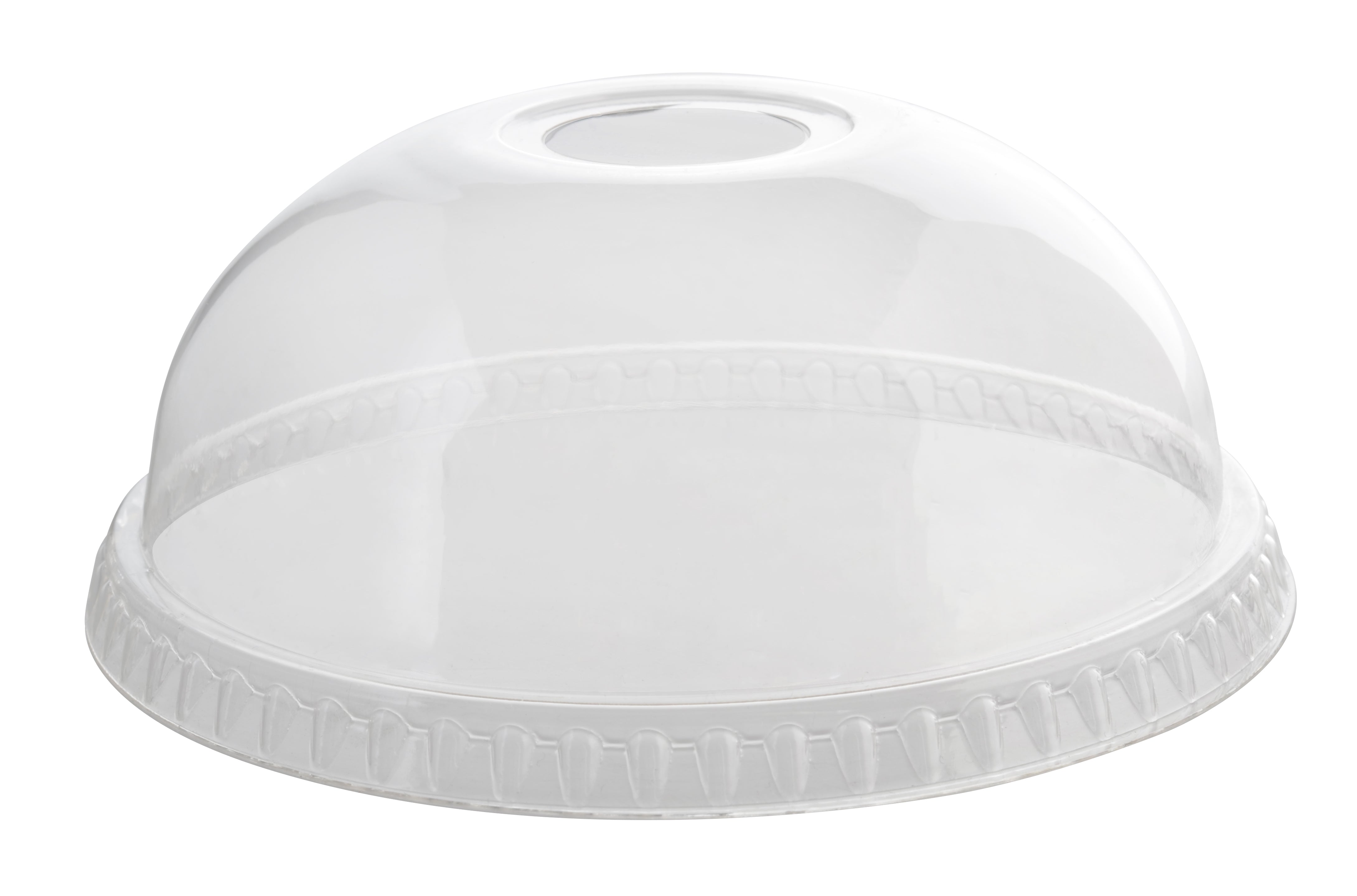 115MM PETE Dome Lid w/Hole - Paper Supplies Plus