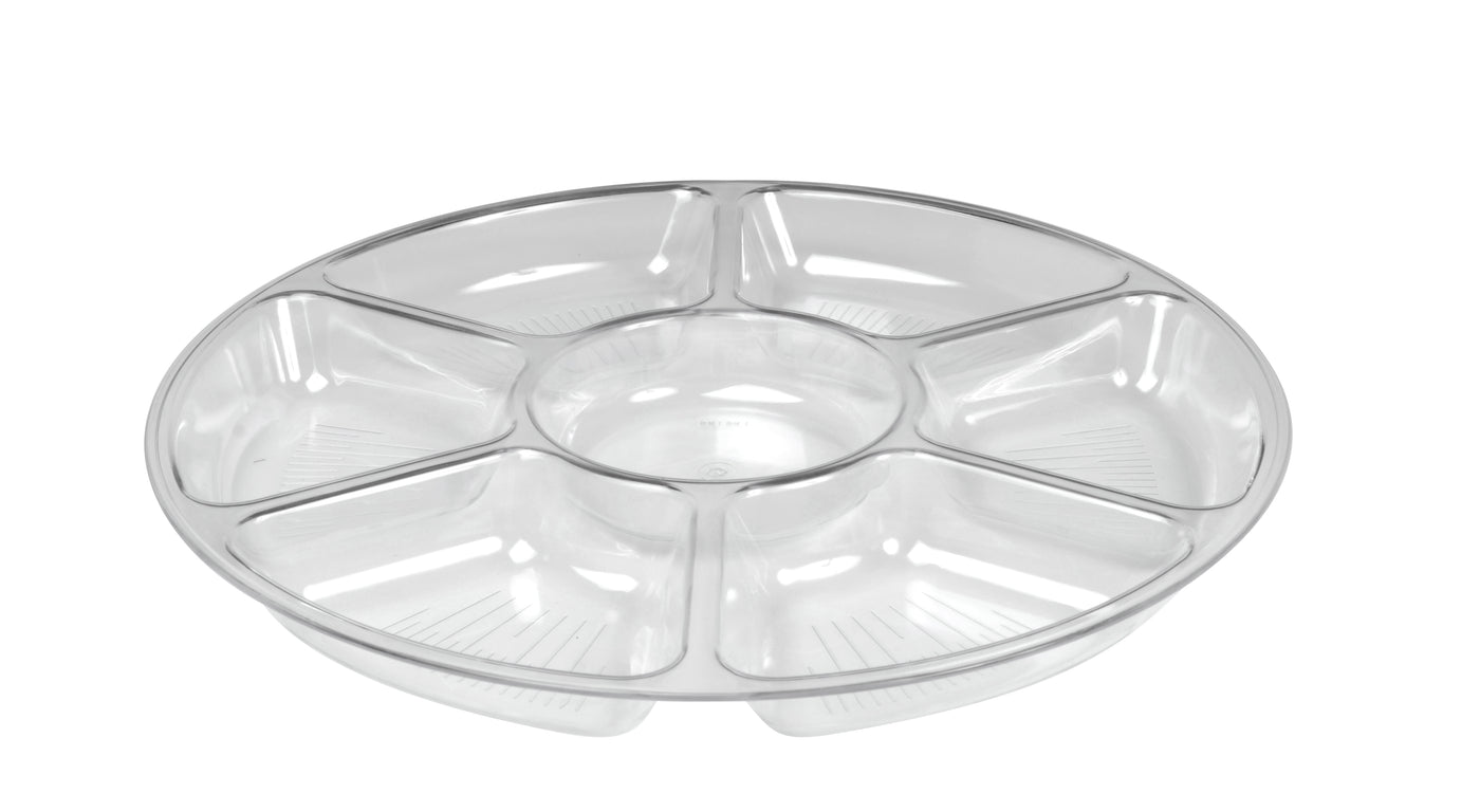 18" - 7 LOW COMPARTMENT TRAY-12/CS (Black, White, & Clear) - Paper Supplies Plus
