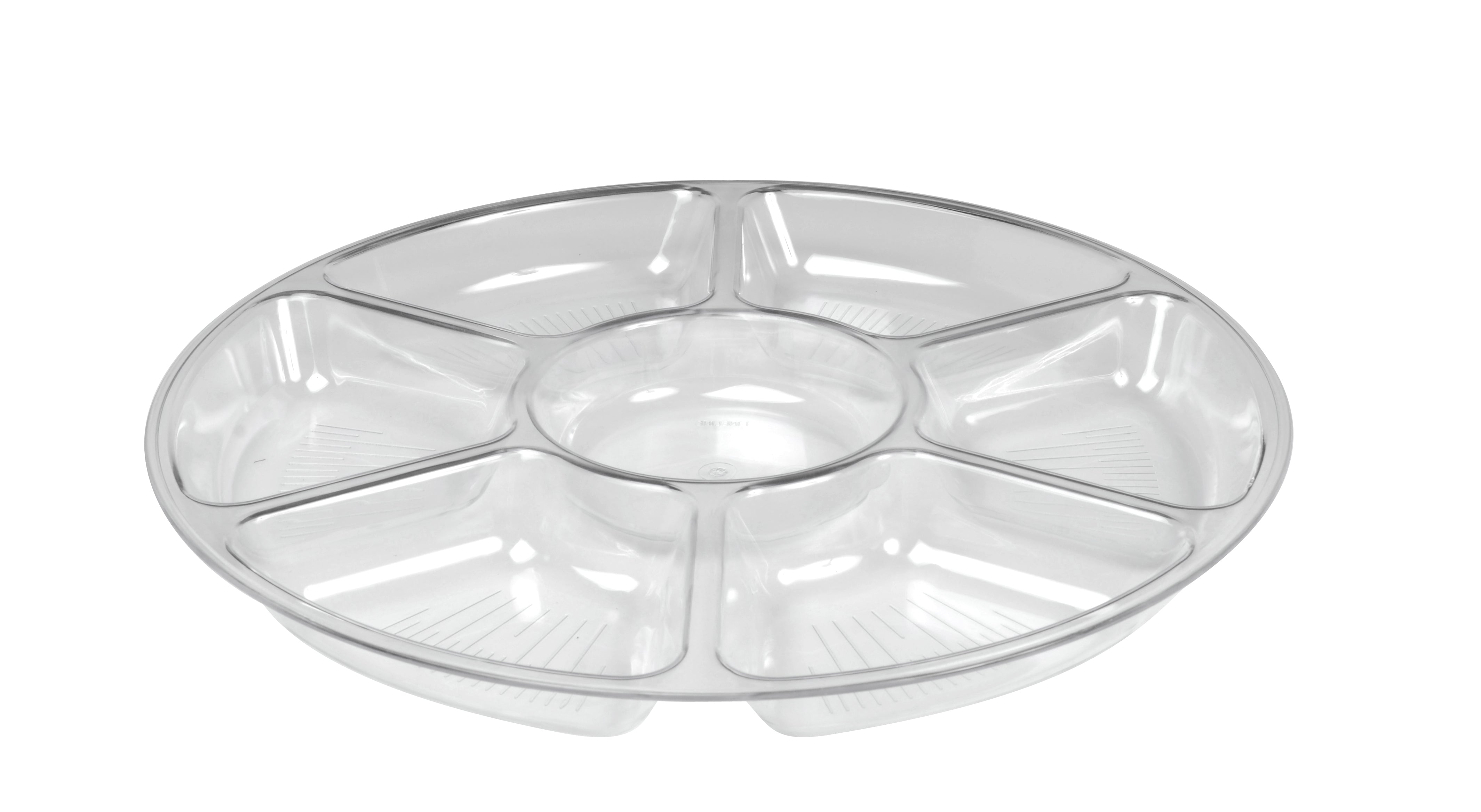 18" - 7 LOW COMPARTMENT TRAY-12/CS (Black, White, & Clear) - Paper Supplies Plus