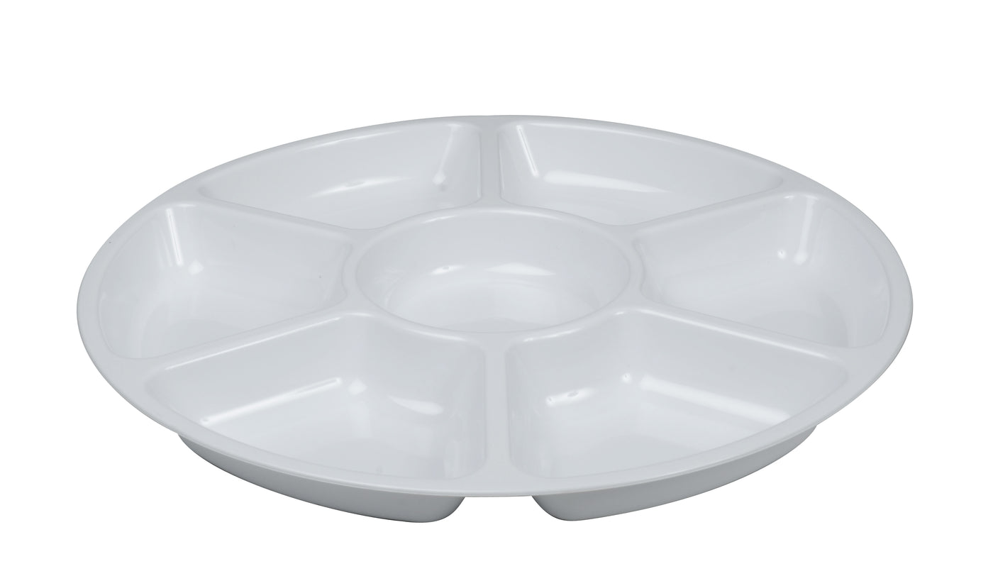 18" - 7 LOW COMPARTMENT TRAY-12/CS (Black, White, & Clear) - Paper Supplies Plus