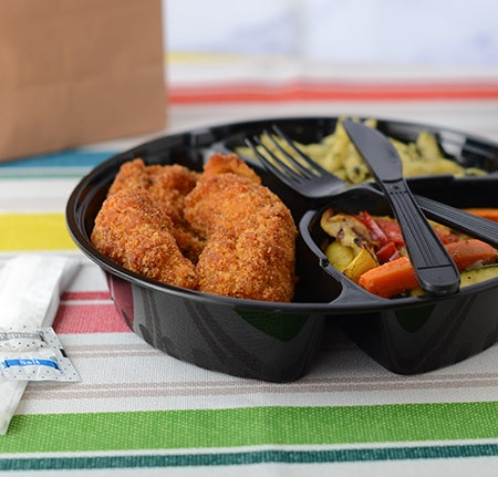Fineline Settings 17CPRB33S3: 33 oz 3 Section Round Bowl W/Lid (150 Sets Per Case)