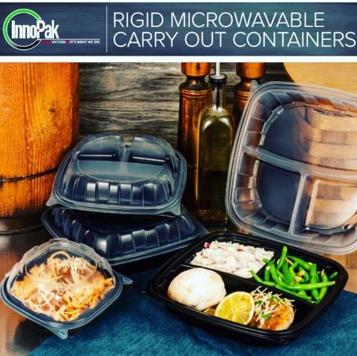8" Rigid 3 Compartment Microwavable Carry Out Container (138 Per Case)