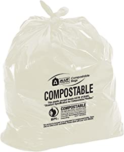 Biodegradable Compostable Bags by Aluf Plastics - 55 Gallon (35ct) ATSM #D6400 Approved - 100% Biodegradable for Industrial and Commercial Composting