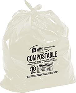 Biodegradable Compostable Bags by Aluf Plastics - 56 Gallon (40ct) ATSM #D6400 Approved - 100% Biodegradable for Industrial and Commercial Composting