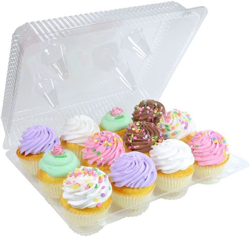 Detroit Forming DFI LBH6162 Clear Hinged Plastic Container for 12 Mini Cupcakes (Packed 300)