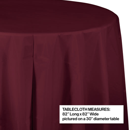 Creative Converting 82" Burgundy OctyRound Disposable Plastic Table Cover - 12/Case
