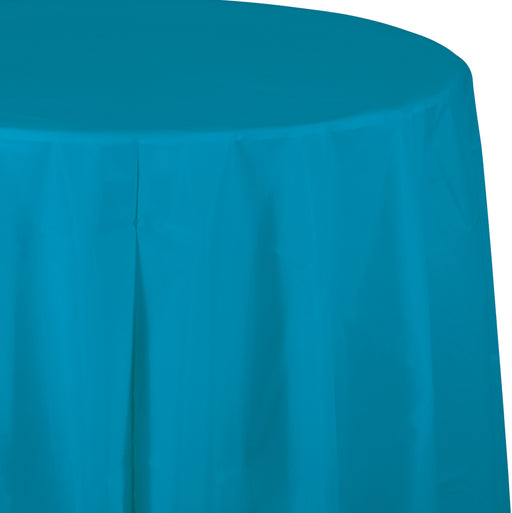Creative Converting 82" Turquoise OctyRound Disposable Plastic Table Cover - 12/Case