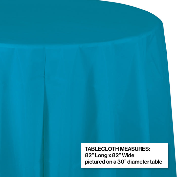 Creative Converting 82" Turquoise OctyRound Disposable Plastic Table Cover - 12/Case