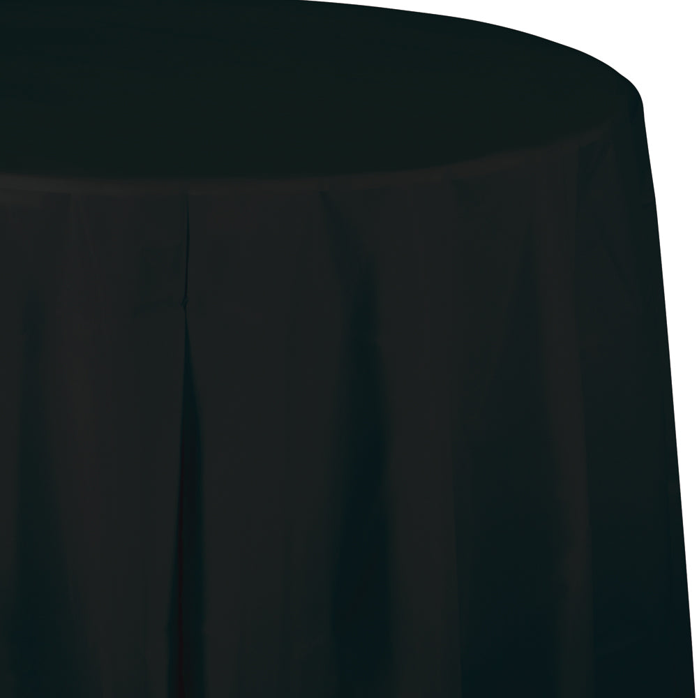 Creative Converting 82" Black Velvet OctyRound Disposable Plastic Table Cover - 12/Case