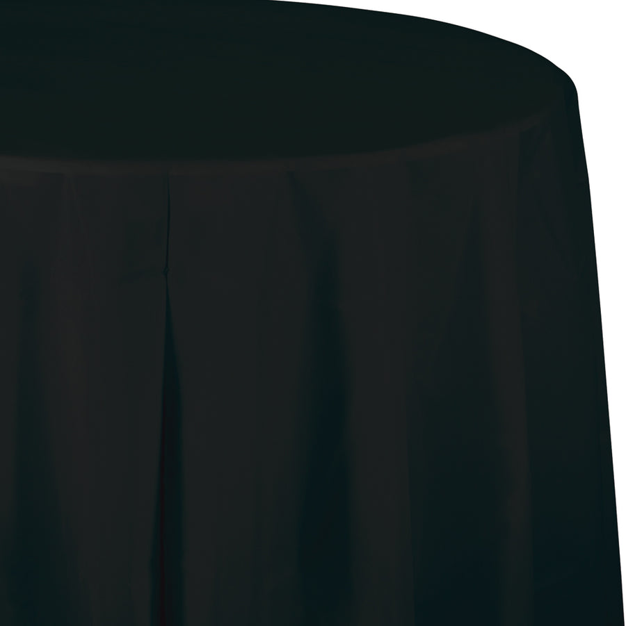 Creative Converting 82" Black Velvet OctyRound Disposable Plastic Table Cover - 12/Case