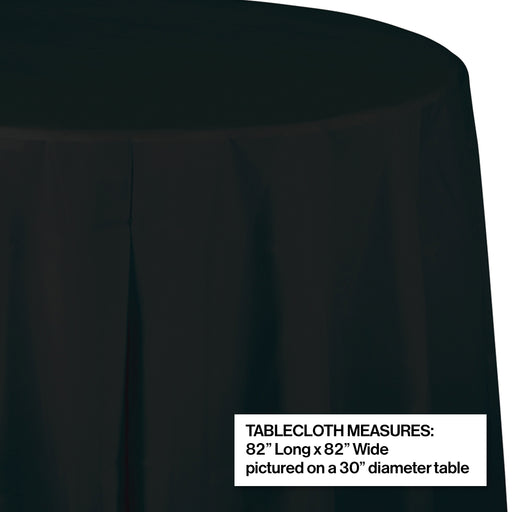 Creative Converting 82" Black Velvet OctyRound Disposable Plastic Table Cover - 12/Case