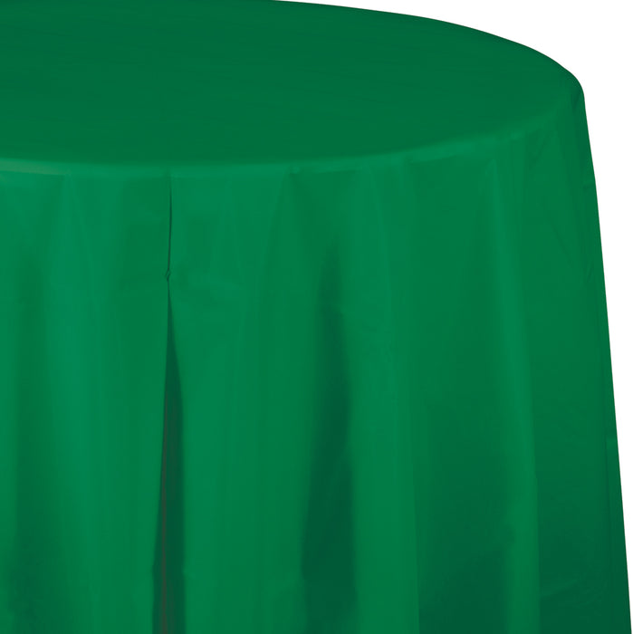 Creative Converting 82" Emerald Green OctyRound Disposable Plastic Table Cover - 12/Case