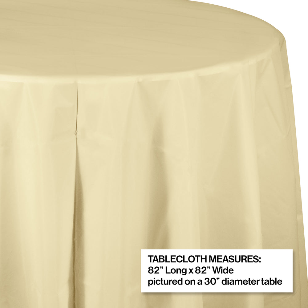 Creative Converting 82" Ivory OctyRound Disposable Plastic Table Cover - 12/Case