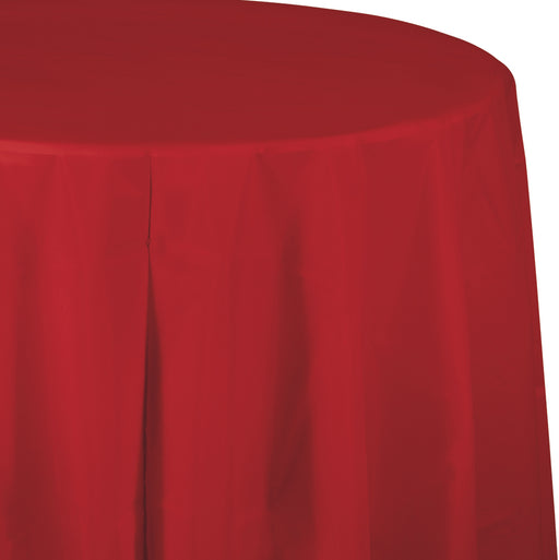 Creative Converting 82" Classic Red OctyRound Disposable Plastic Table Cover - 12/Case