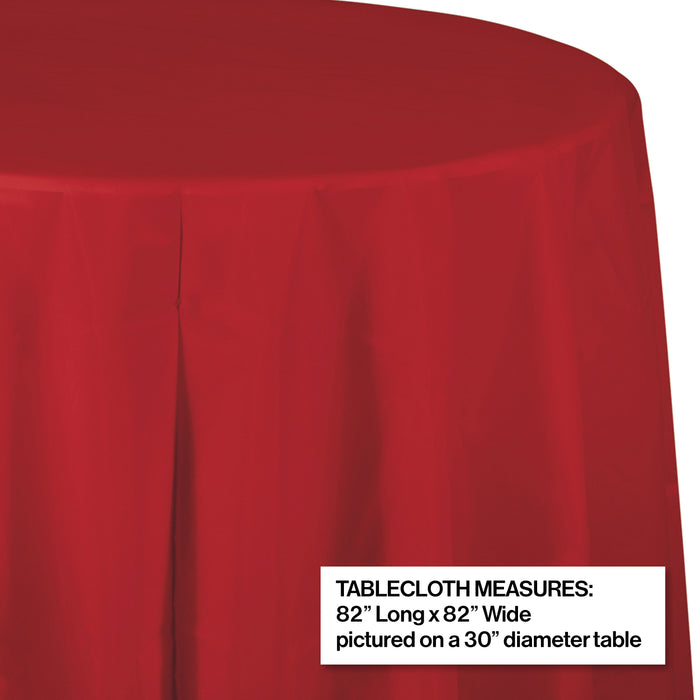 Creative Converting 82" Classic Red OctyRound Disposable Plastic Table Cover - 12/Case