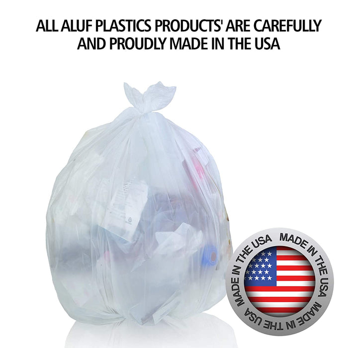 Aluf Plastics 7-8 Gallon Clear Trash Bags (1000 Count) - 24' x 24' - 6 Micron Equivalent High Density