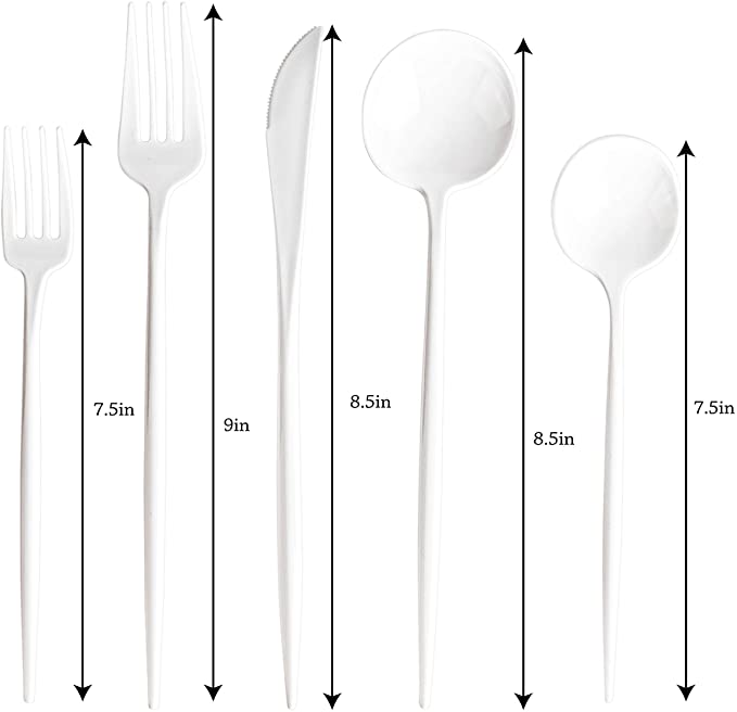 Novelty Modern Flatware, Disposable Plastic Cutlery, Forks Luxury White (384 FORKS)