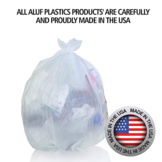 Aluf Plastics 55-60 Gallon Clear Trash Bags (150 Count) - 38' x 60' - 22 Microns Thick High Density Value Garbage Bags for Bathroom, Office, Industrial, Commercial, Janitorial, Municipal, Recycling (HCR-386022C)