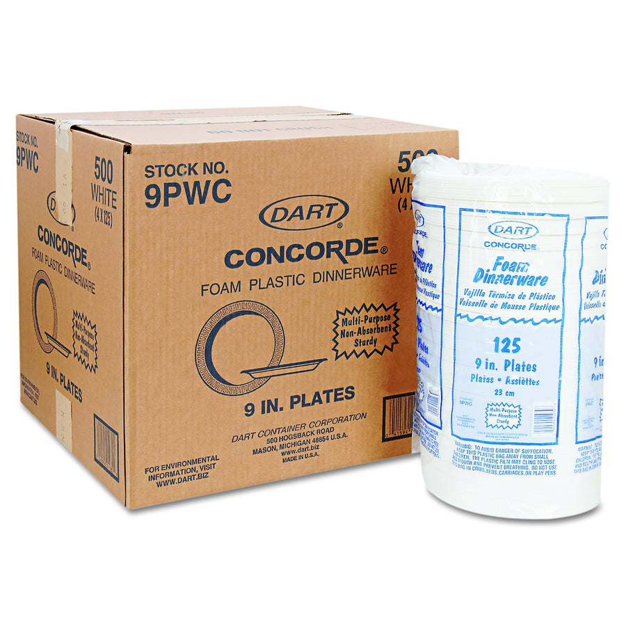Dart 9 in. Foam Plates (500/CS) - Paper Supplies Plus