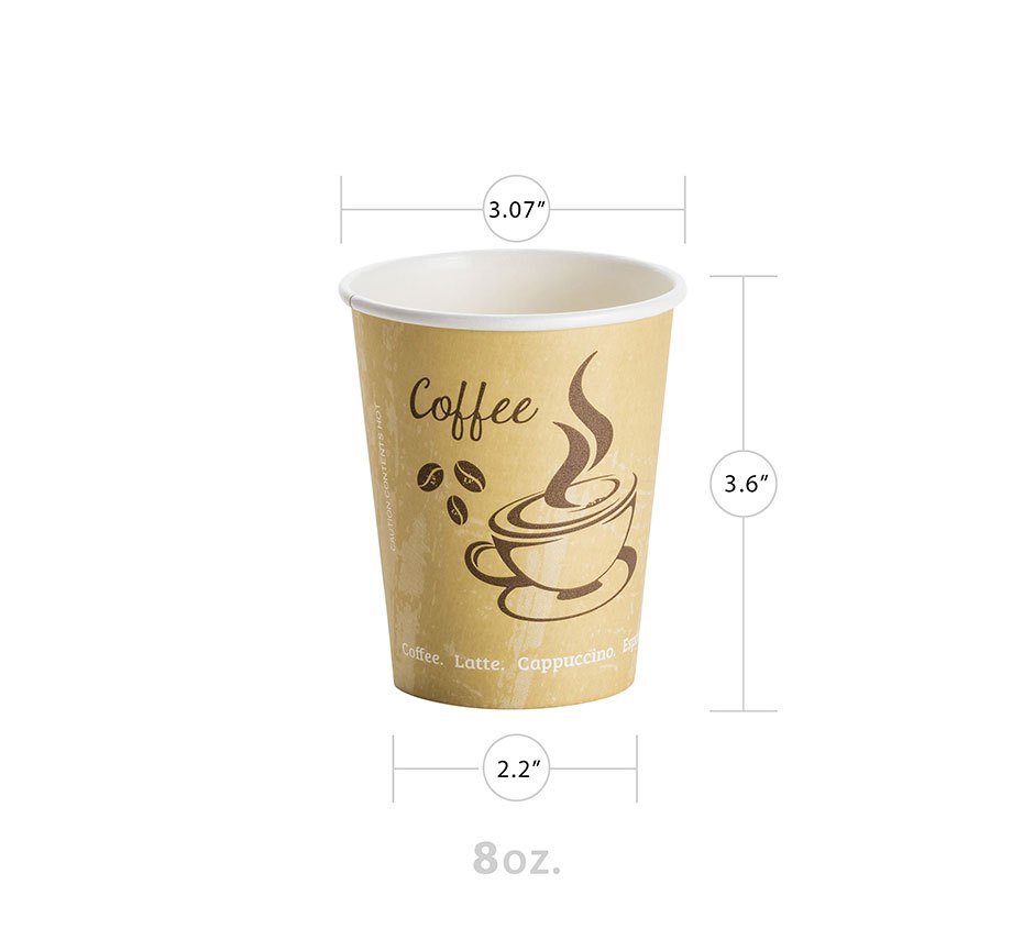 Classic Design 8oz Paper Hot Cup (1000/CS) - Paper Supplies Plus