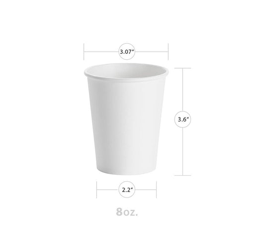 White 8oz Paper Hot Cup (1000/CS) - Paper Supplies Plus