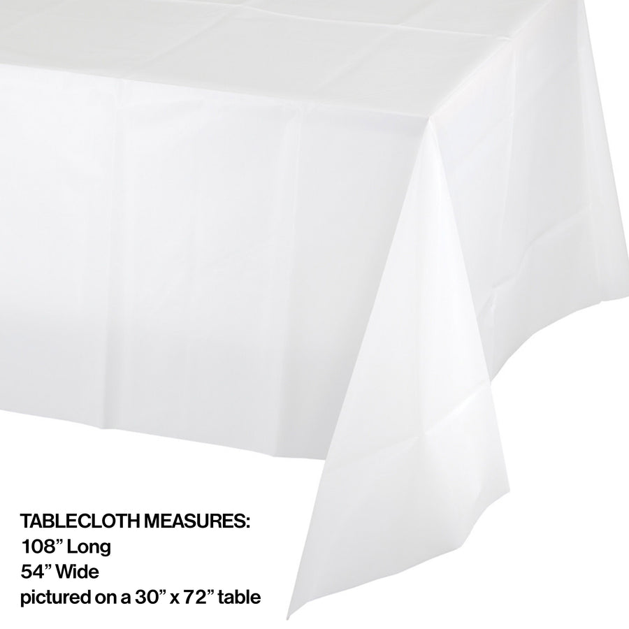 Creative Converting 54 X 108 White Rectangular Disposable Plastic Table Cover - 12/Case
